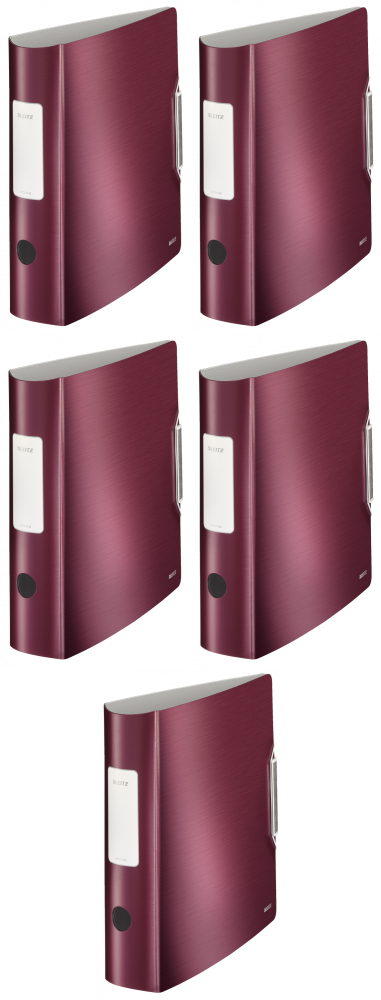 5x Segregator A4 Leitz 180° Active Style, 82mm, do 500 kartek, ciemnoczerwony