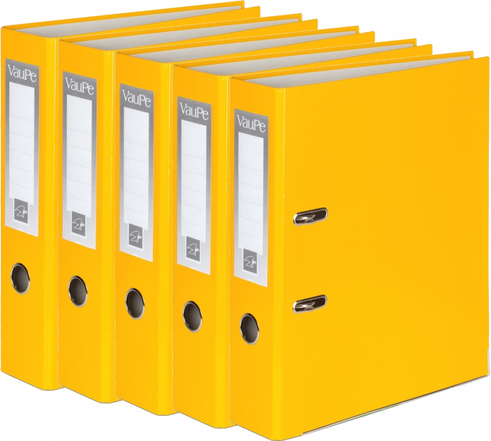 5x Segregator A4 VauPe FCK, 75mm, do 500 kartek, żółty