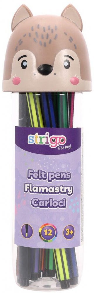 Flamastry Strigo Wilk SSC479, 12 sztuk, mix kolorów
