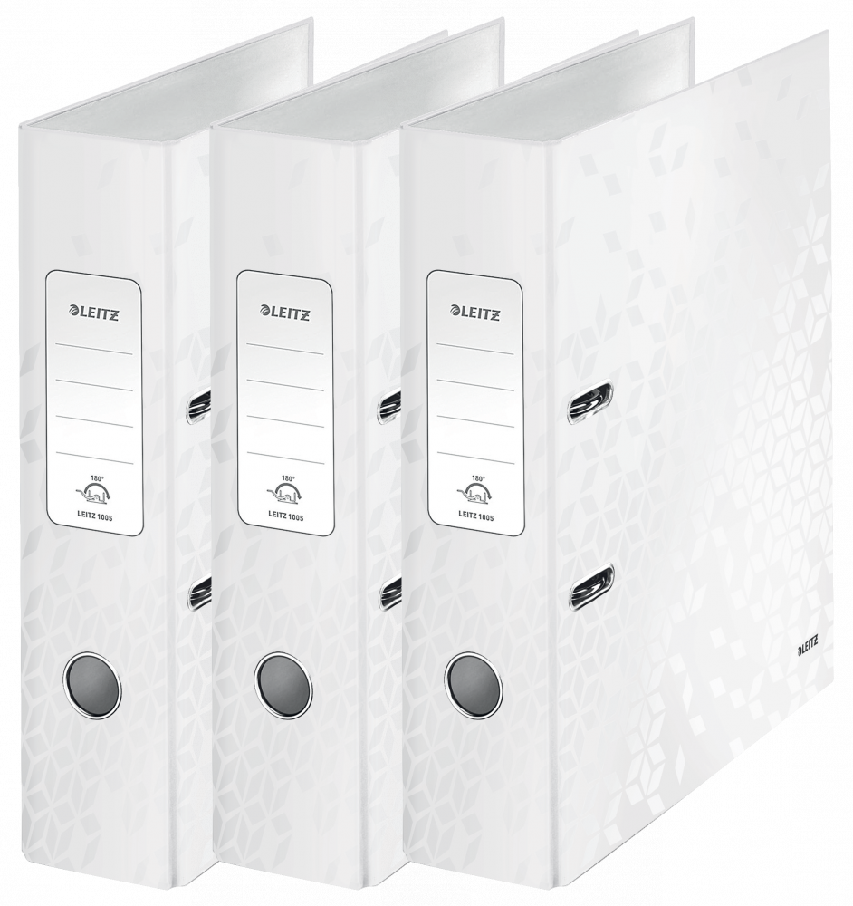 3x Segregator A4 Leitz Wow 180°, 80mm, do 600 kartek, biały