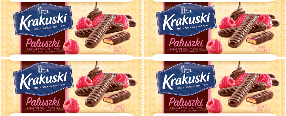 4x ciastka paluszki z galaretką Krakuski, malinowy, 144g