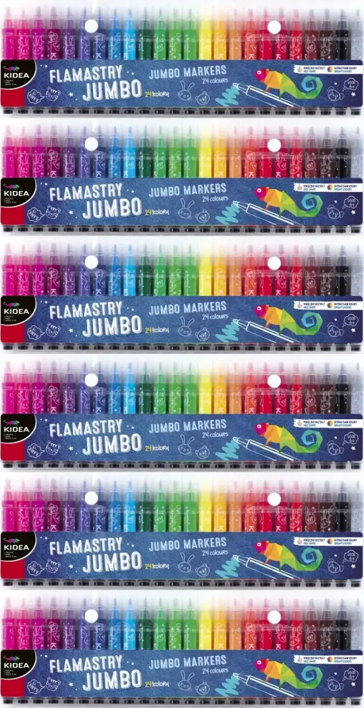 6x Flamastry Kidea Jumbo, 24 sztuki, mix kolorów