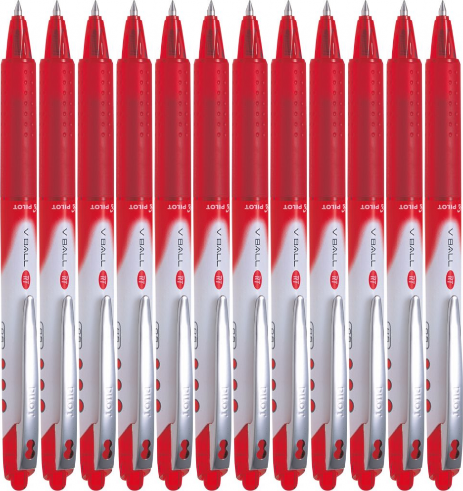 12x Pióro kulkowe automatyczne Pilot, V Ball RT, 0.5mm, czerwony