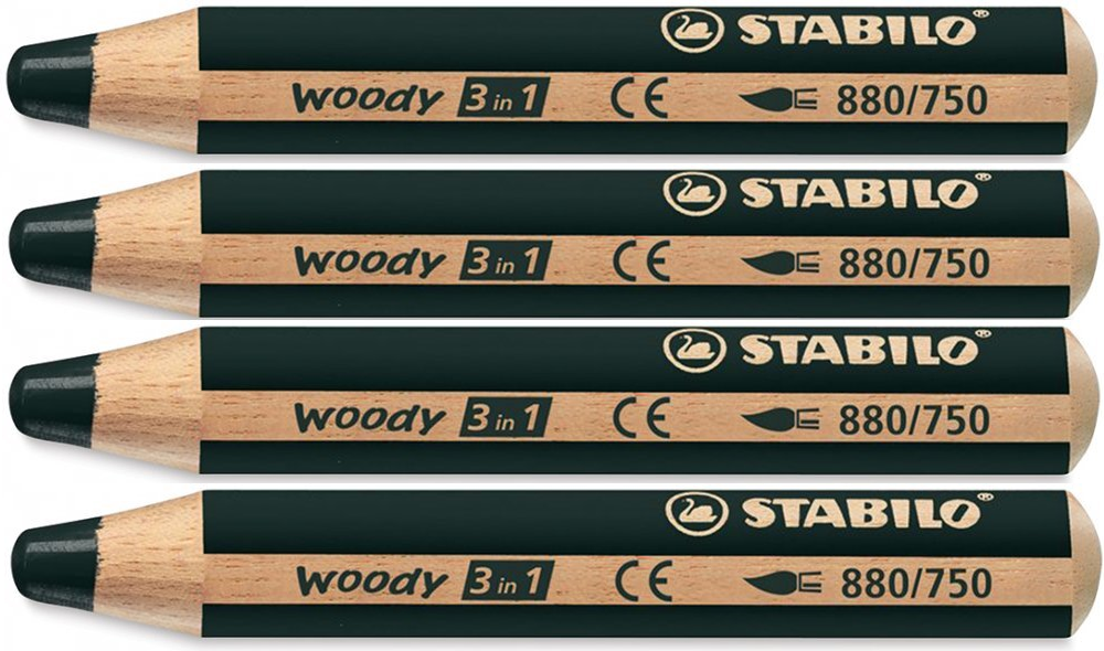 4x Kredki Stabilo Woody 3 w 1, 1 sztuka, czarny