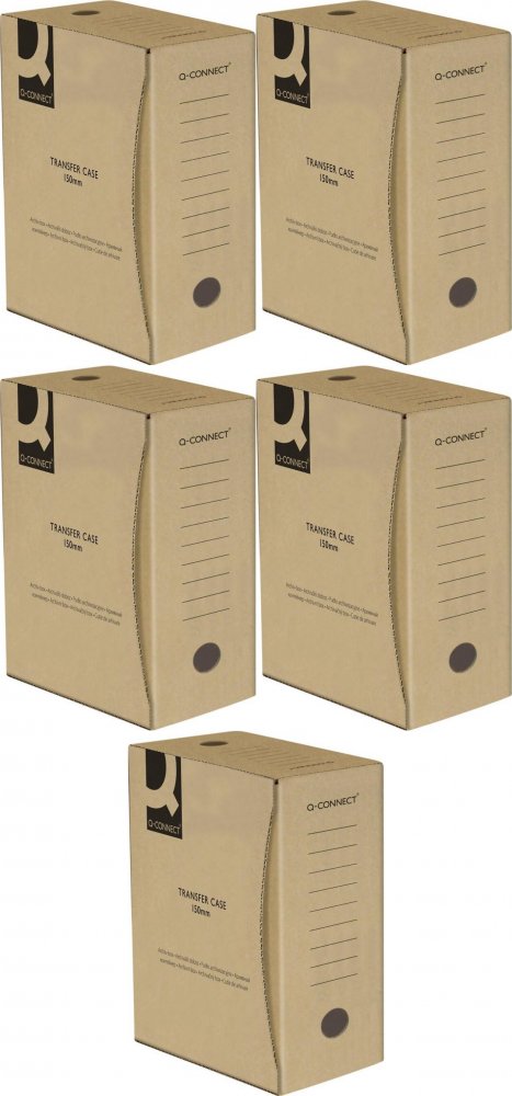 5x Pudło archiwizacyjne Q-connect, karton, A4, 150mm, szary