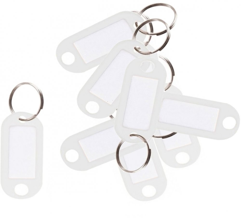 Zawieszki do kluczy D.Rect, plastik, 10 sztuk, biały