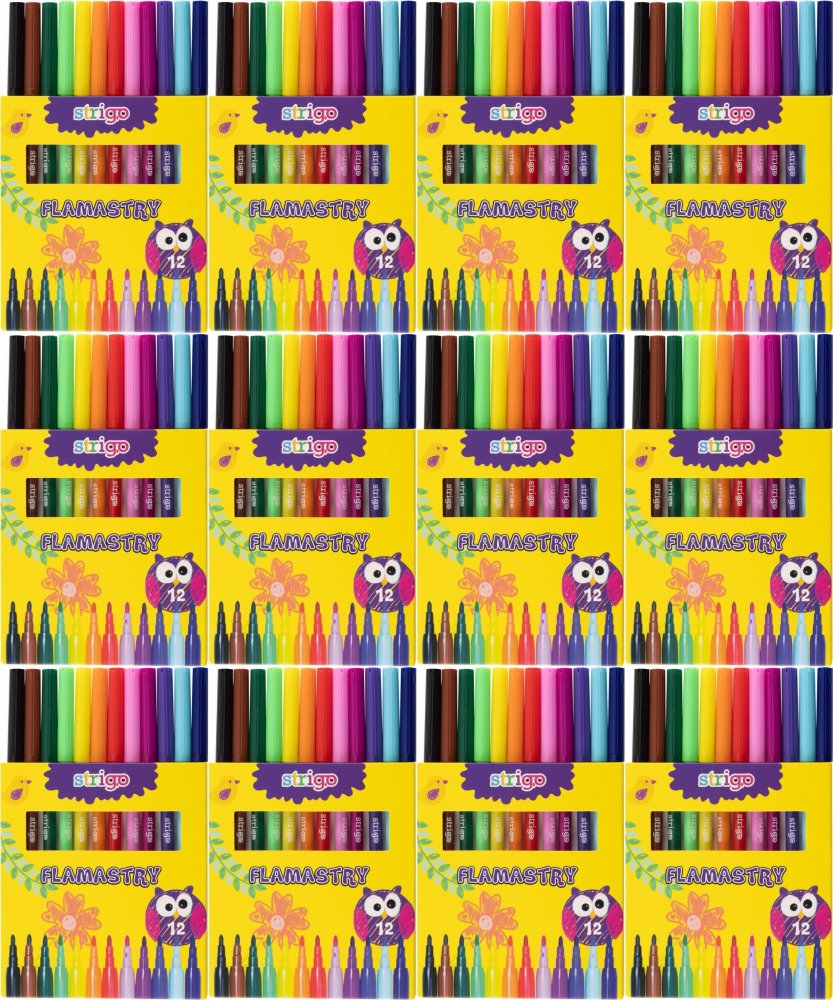 12x Flamastry Strigo, 12 sztuk, mix kolorów