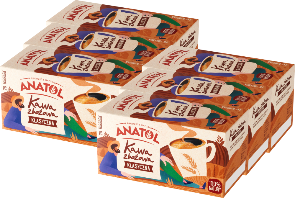 6x Kawa zbożowa klasyczna Anatol, w torebkach, 20 sztuk x 4.2g