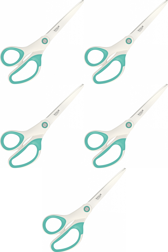 5x Nożyczki tytanowe Leitz, 20.5cm, biało-turkusowy