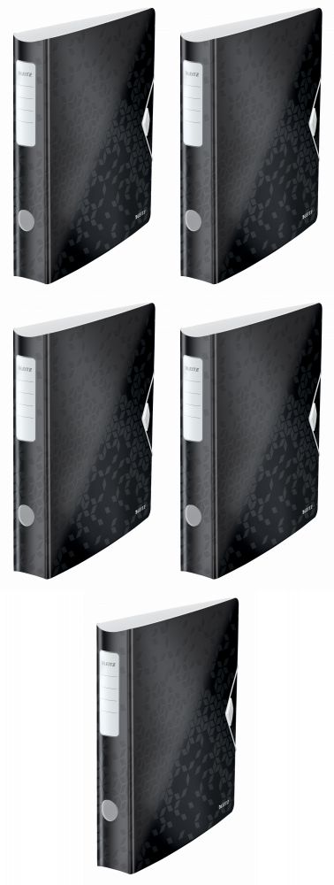 5x Segregator A4 Leitz 180° Active Wow, 65mm, do 350 kartek, czarny