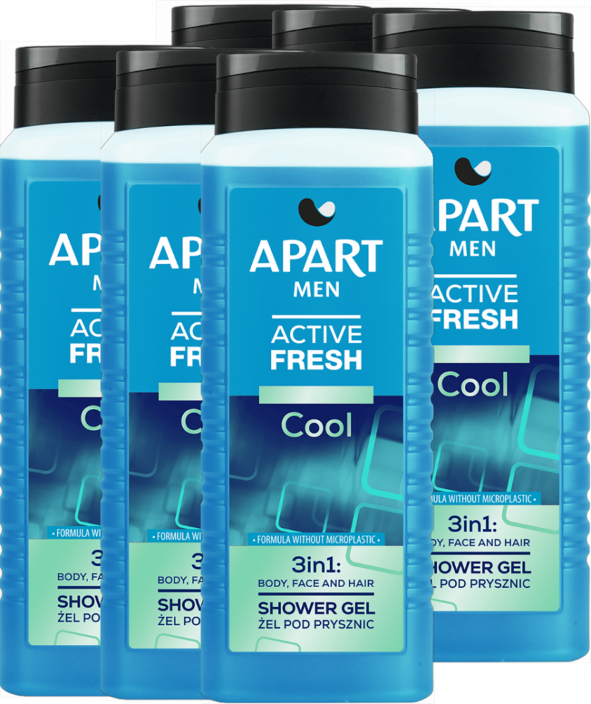 6x Żel pod prysznic Apart 3w1 Men, Active Fresh Cool, 500ml