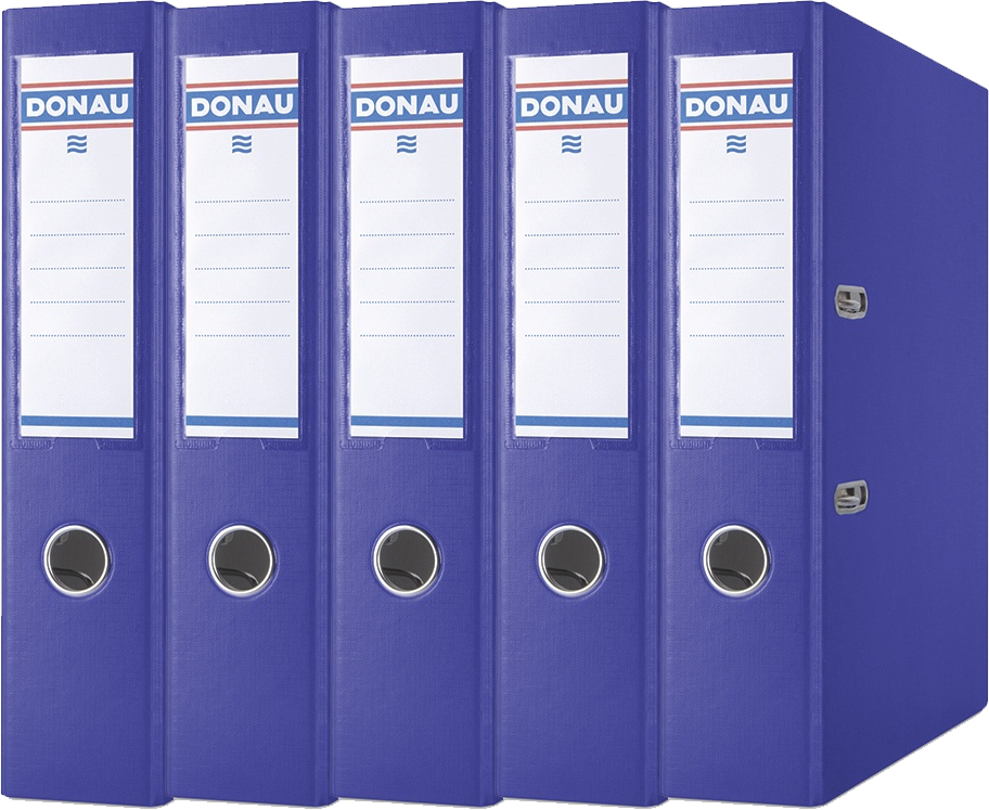 5x Segregator A4 Donau Master, szerokość grzbietu 75mm, do 500 kartek, ciemnoniebieski
