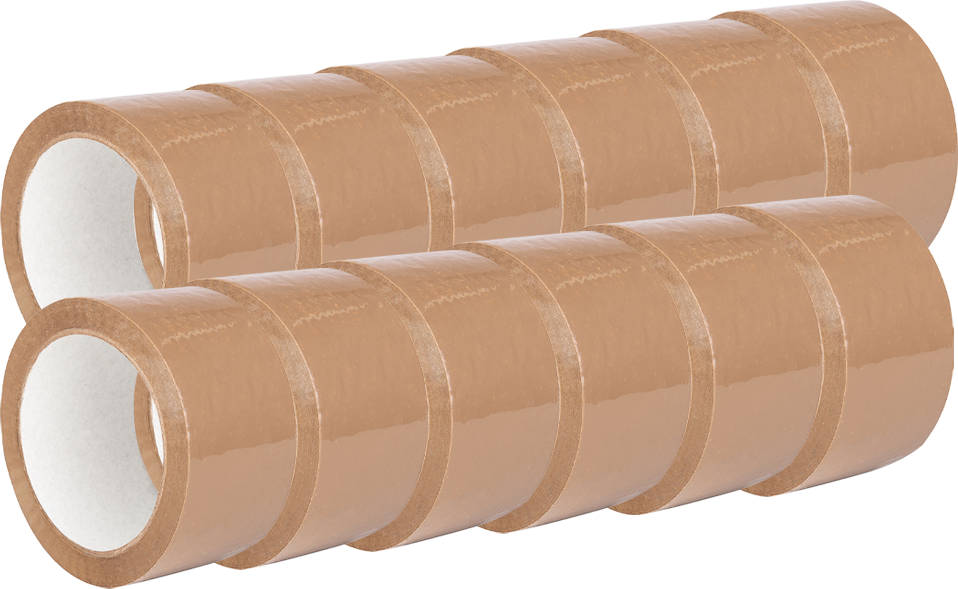 12x Taśma pakowa, cicha, akryl, 48mm x 100m, brązowy