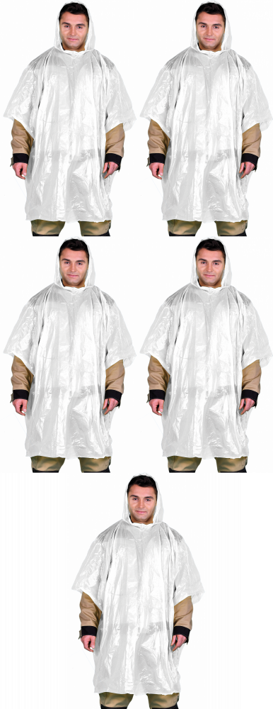 5x Płaszcz przeciwdeszczowy Reis PONCHO-F N, rozmiar uniwersalny, biały