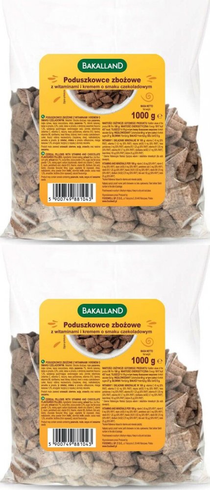 2x Poduszkowce zbożowe Bakalland, czekoladowy, 1kg