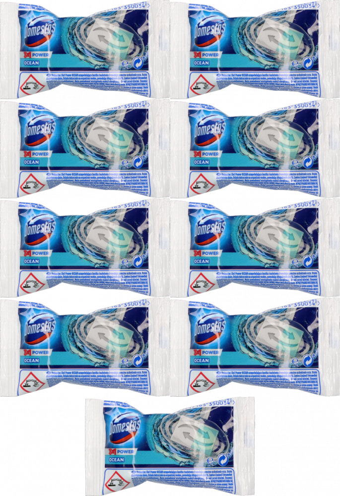 9x Kostka do WC Domestos, 3w1, zapas, Ocean, 35g