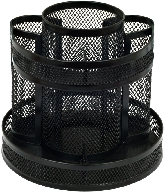 Przybornik na biurko Grand GR-254, bez wyposażenia, obrotowy, metalowy (druciany), czarny