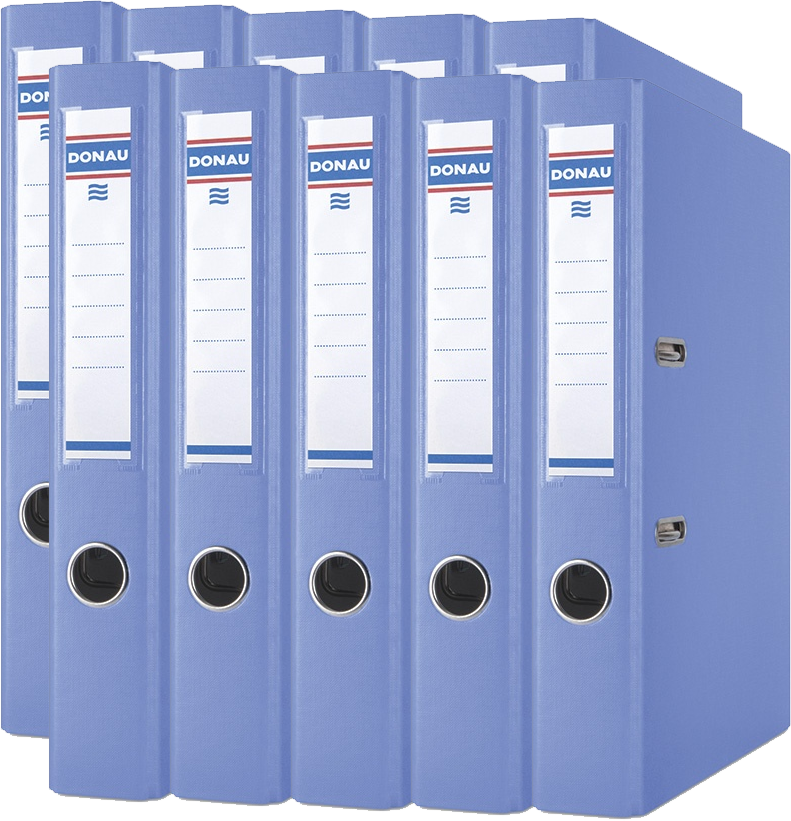 10x Segregator A4 Donau Master, 50mm, do 350 kartek, niebieski