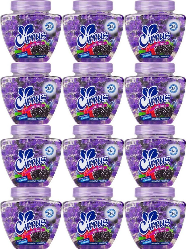 12x Odświeżacz powietrza Cirrus kulki, tutti frutti, żel, 250g
