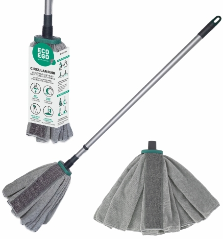 Mop Eco Ego Circular Rubi, z mikrofibry, kij + końcówka