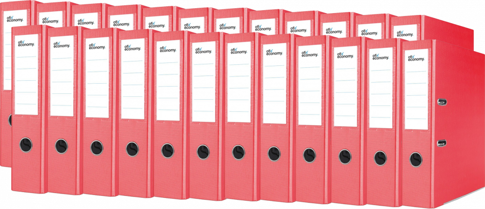 24x Segregator A4 Ofix Economy, z wyklejką, 75mm, do 500 kartek, czerwony