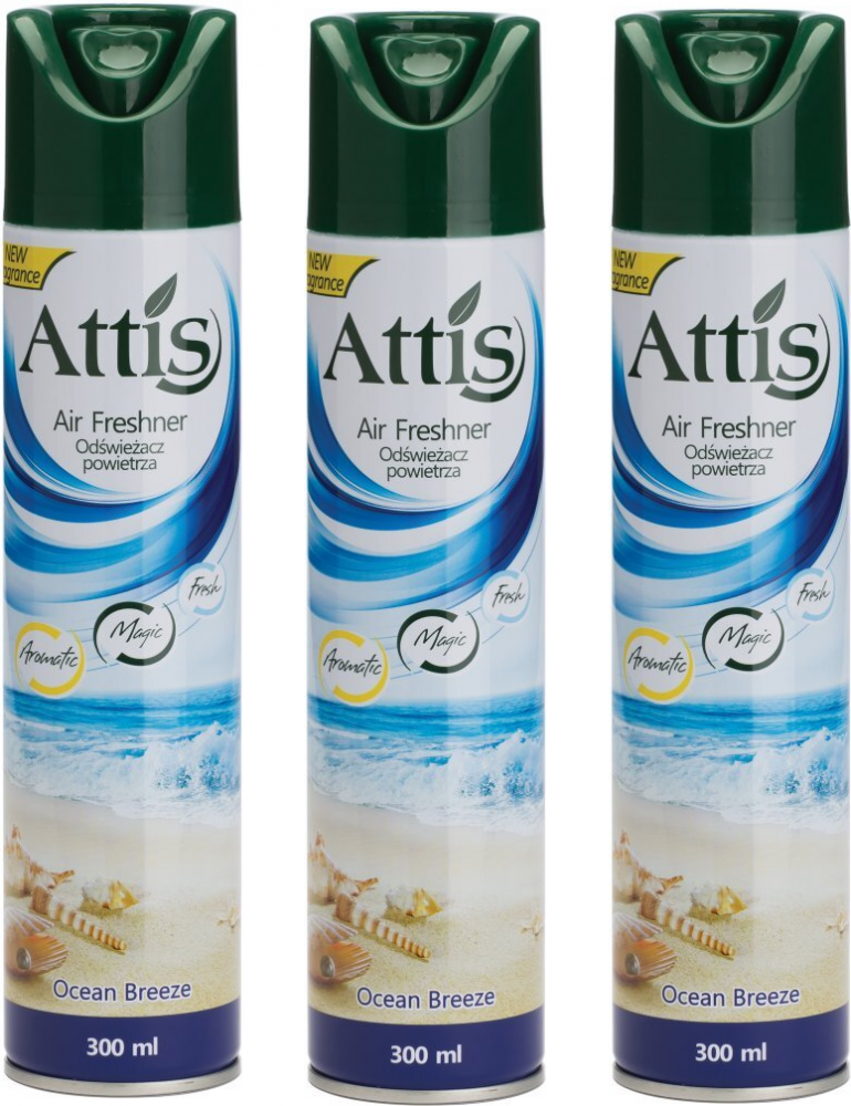 3x odświeżacz powietrza Attis Gold Drop, spray, Ocean, 300ml