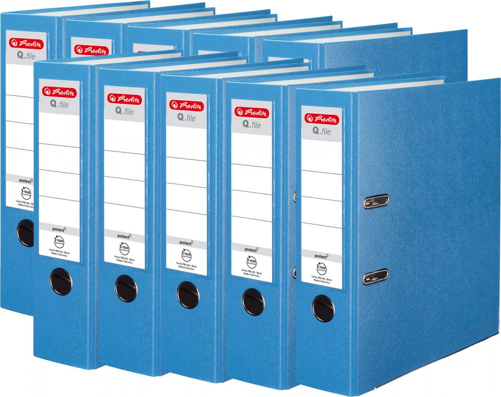 10x Segregator A4 Herlitz Q.file, 80mm, jasnoniebieski