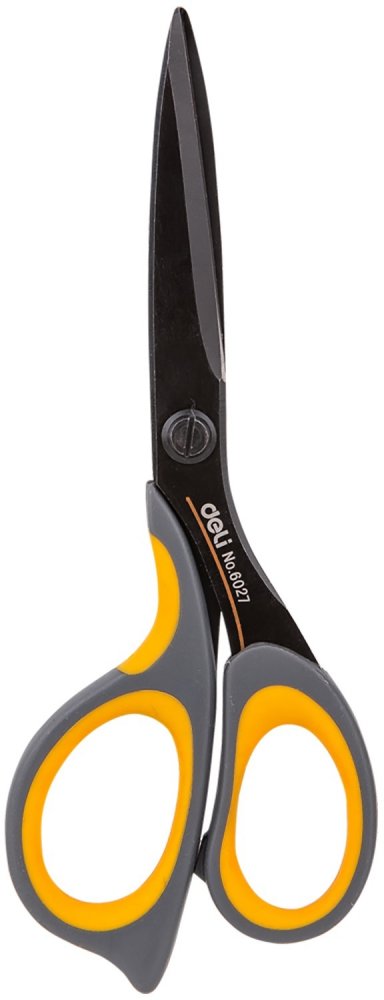 Nożyczki Deli Soft Touch, 17.5cm, szaro-żółty