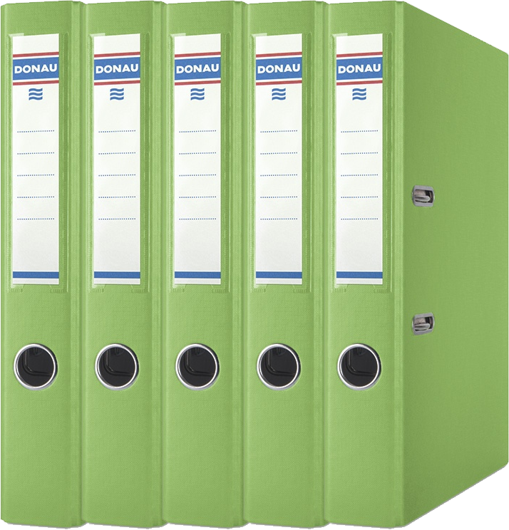5x Segregator A4 Donau Master, szerokość grzbietu 50mm, do 350 kartek, jasnozielony
