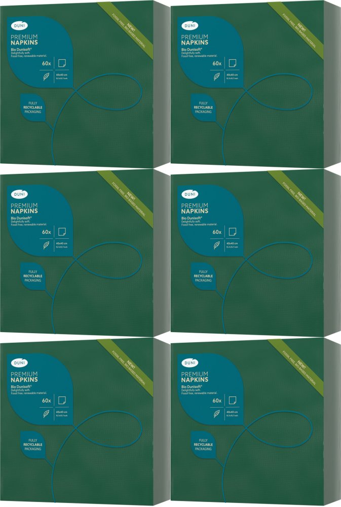 6x Serwetki Duni Bio Dunisoft, 40x40cm, 60 sztuk, ciemnozielony