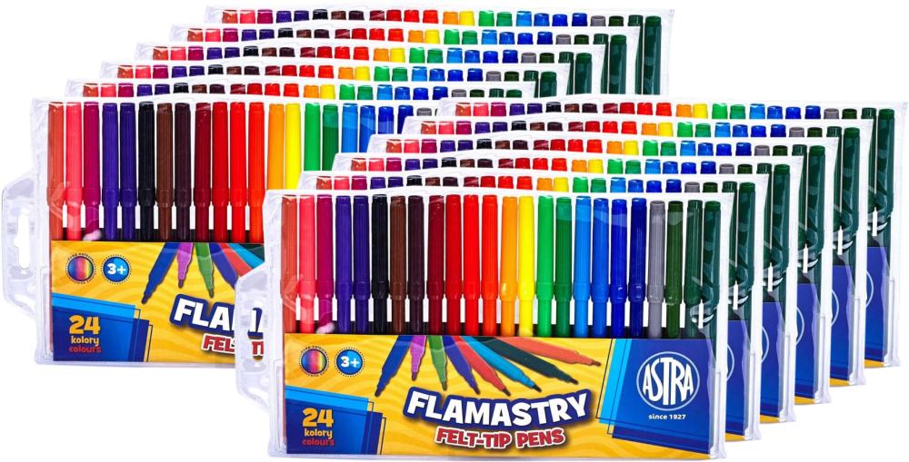 12x Flamastry Astra CX, 24 sztuki, mix kolorów