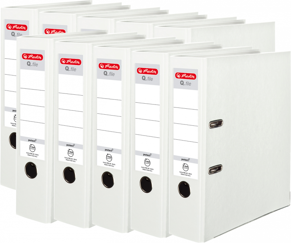 10x Segregator A4 Herlitz Q.file, 80mm, biały