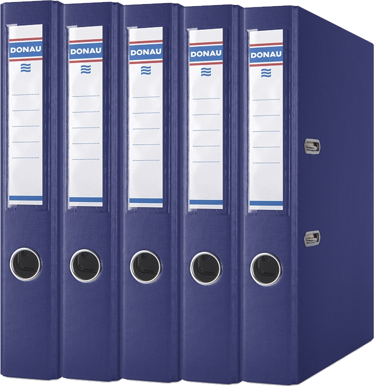5x Segregator A4 Donau Master, szerokość grzbietu 50mm, do 350 kartek, granatowy