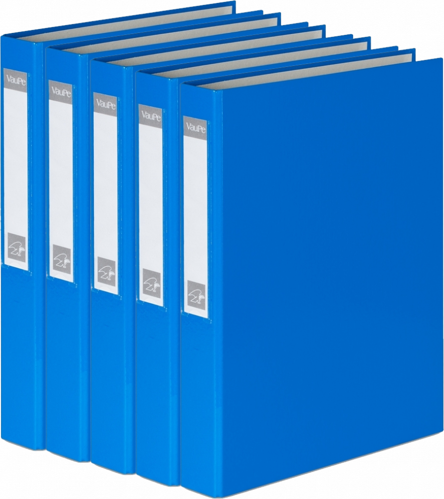 5x Segregator VauPe FCK, A4, szerokość grzbietu 40mm, do 150 kartek, 2 ringi, jasnoniebieski
