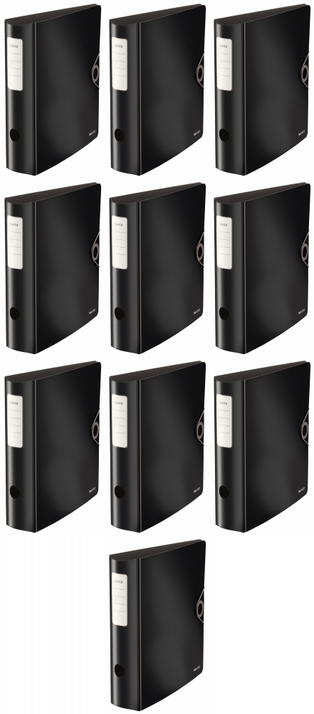 10x Segregator A4 Leitz Solid Active, PP, 82mm, do 500 kartek, czarny