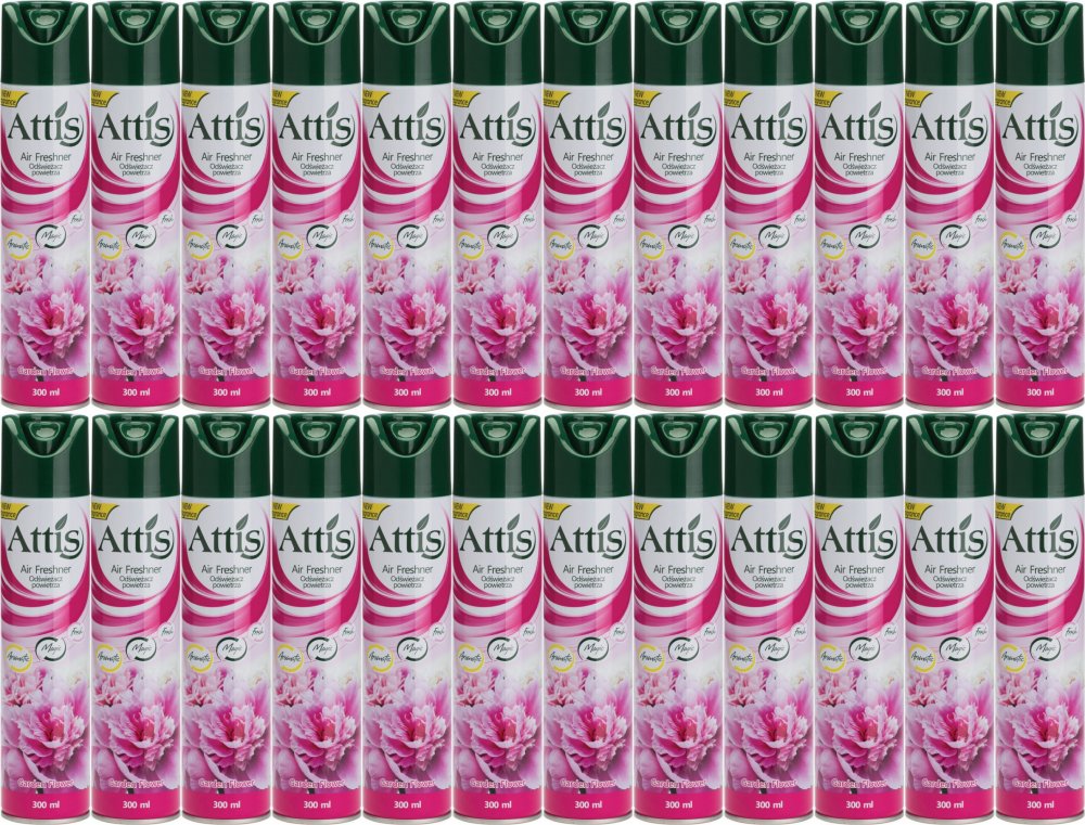 24x Odświeżacz powietrza Attis Gold Drop, spray, Garden Flower, 300ml