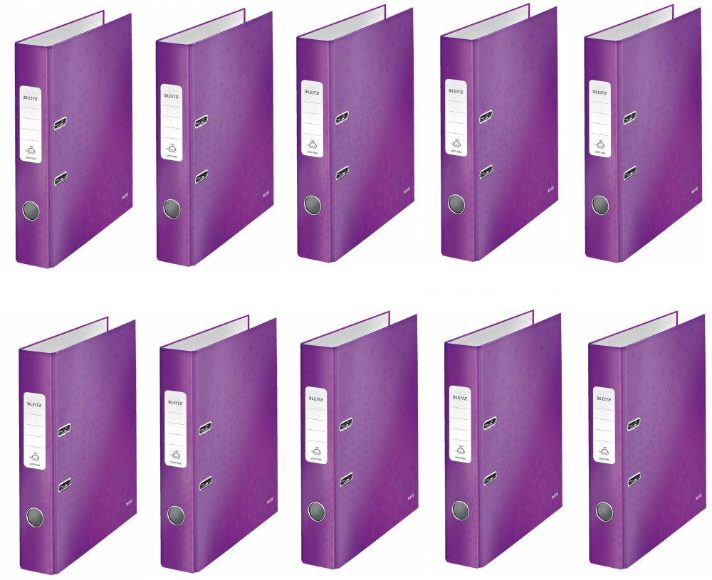 10x Segregator A4 Leitz Wow 180°, 80mm, do 600 kartek, fioletowy