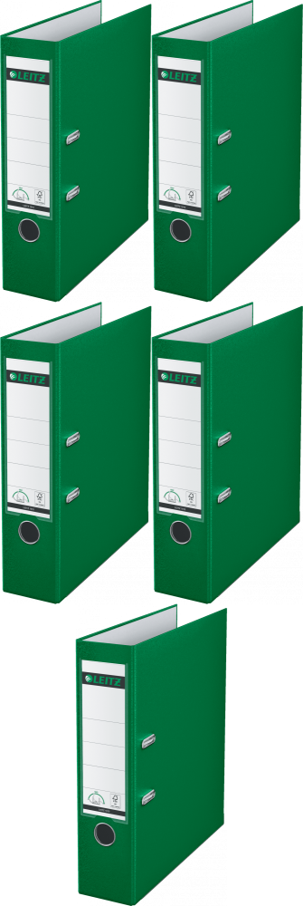 5x Segregator A4 Leitz 180°, 80mm, do 600 kartek, zielony