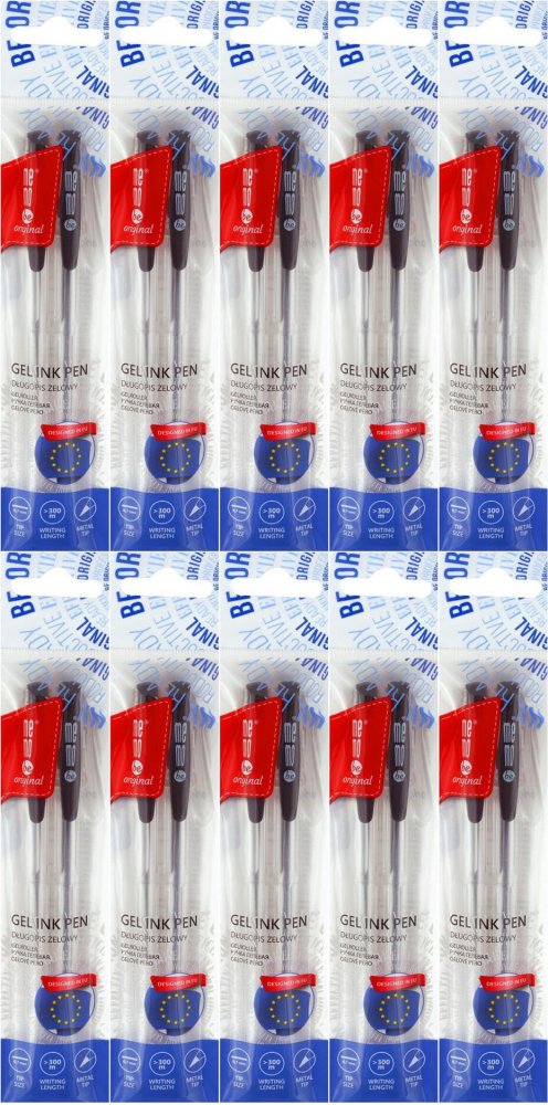 10x Długopis żelowy MemoBe, 0.7mm, 2 sztuki, czarny
