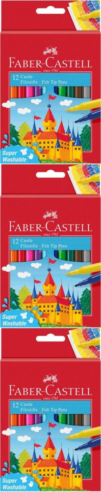 3x Flamastry Faber Castell Zamek, 12 sztuk, mix kolorów