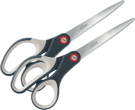 2x Nożyczki biurowe Leitz Cosy powlekane tytanem, 20.5cm, szary