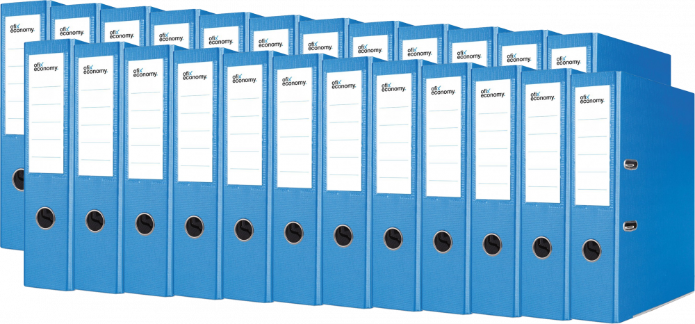 24x Segregator A4 Ofix Economy, z wyklejką, 75mm, do 500 kartek, niebieski