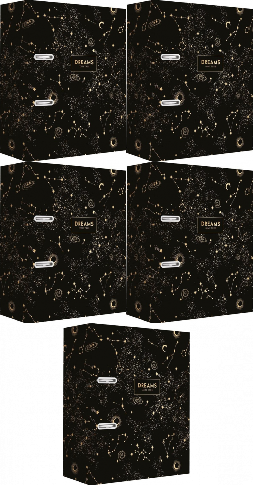 5x Segregator A4 Interdruk Metallic Dreams, szerokość grzbietu 75mm, czarny