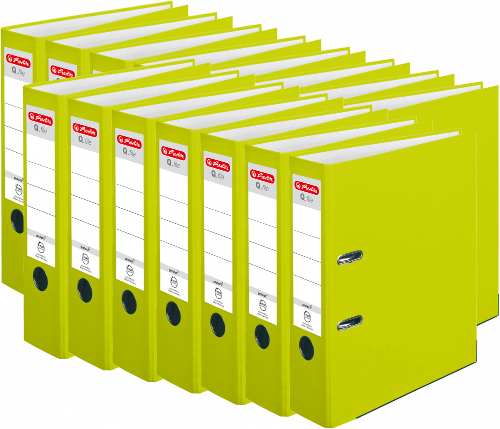 15x Segregator A4 Herlitz Q.file, 80mm, limonkowy