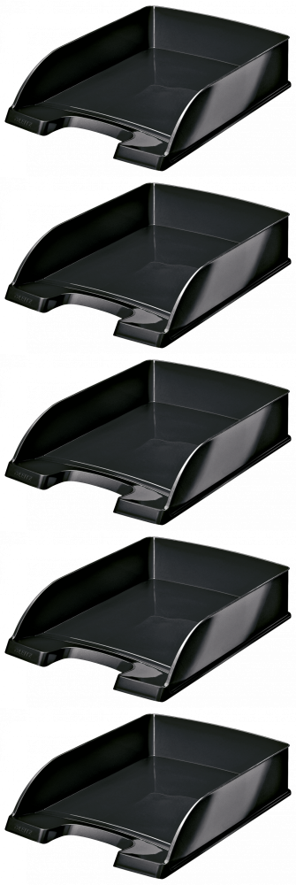 5x Półka na dokumenty Leitz Plus Wow, A4, plastikowa, czarny