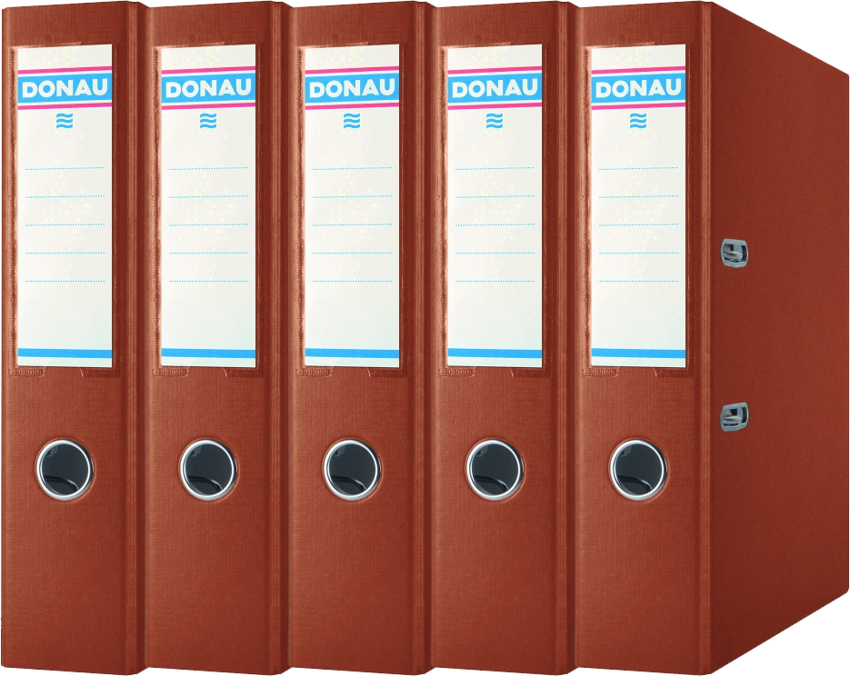 5x Segregator A4 Donau Master, szerokość grzbietu 75mm, do 500 kartek, miedziany
