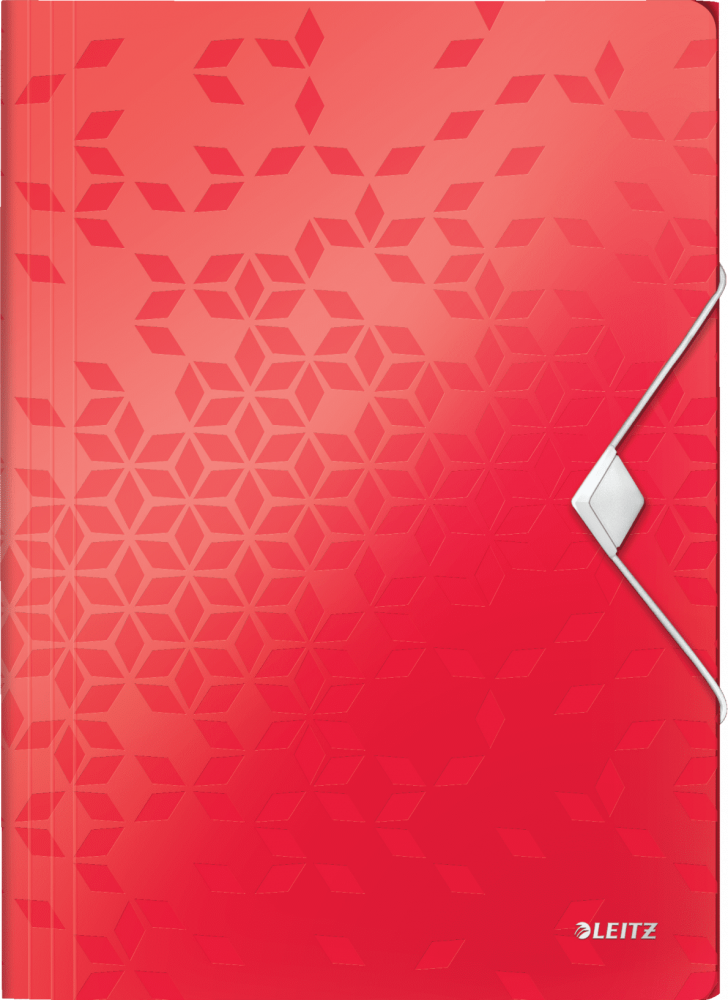 Teczka plastikowa z gumką Leitz Wow, A4, 15mm, czerwony