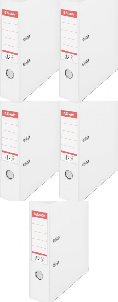 5x Segregator A4 Esselte Vivida No.1 Power, 75mm, do 500 kartek biały
