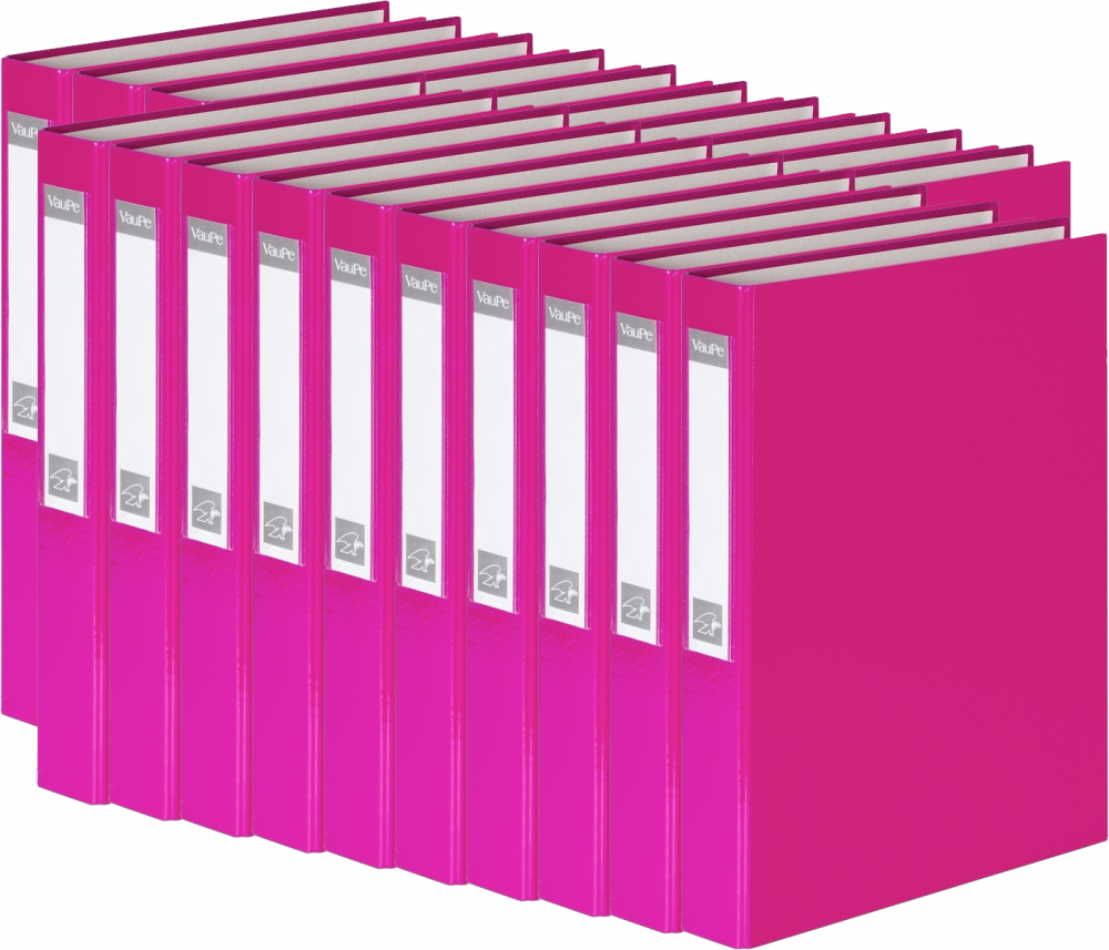 20x Segregator ringowy VauPe, A4, szerokość grzbietu 40mm, do 200 kartek, 4 ringi, różowy