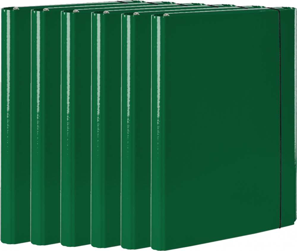 6x Teczka skrzydłowa z gumką VauPe, A4, 40mm, zielony